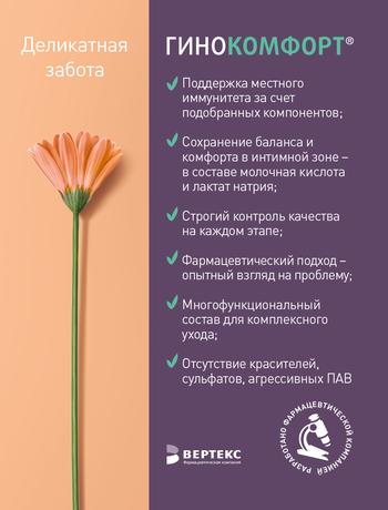 Фото Гинокомфорт, увлажняющий гель для интимной гигиены, 200 мл