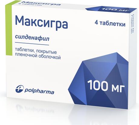 Фото Максигра, таблетки покрыт. плен. об. 100 мг, 4 шт.