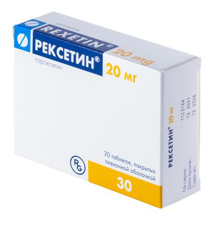 Фото Рексетин таблетки, покрытые пленочной оболочкой 20 мг, 30 шт.