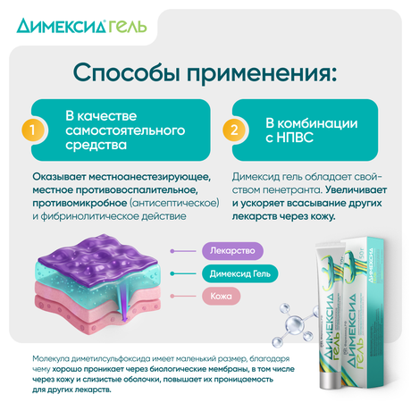 Фото Димексид, гель 25% 50 г, 1 шт.