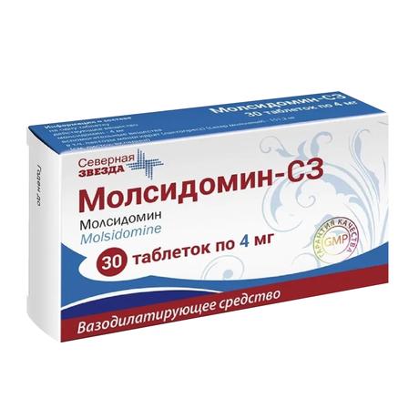 Фото Молсидомин-СЗ, таблетки 4 мг, 30 шт.