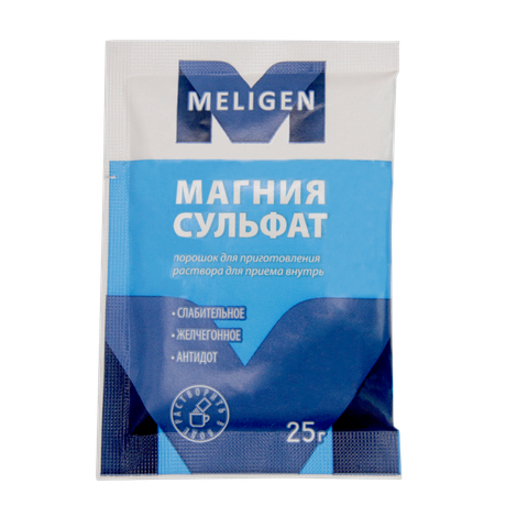 Фото Магния сульфат, порошок для приготовления суспензии для приема внутрь пакетик 25 г, 1 шт.