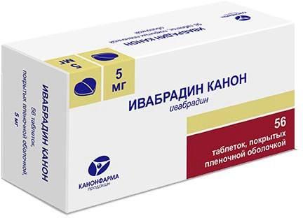 Фото Ивабрадин Канон, таблетки покрытые пленочной оболочкой 5 мг, 56 шт.