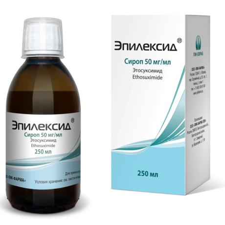Фото Эпилексид, сироп 50 мг/мл, флакон (+ мерный стакан) 250 мл