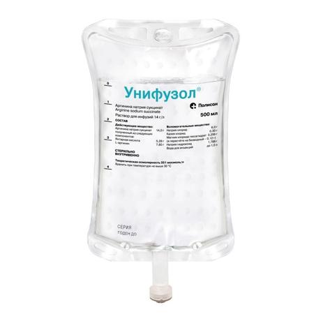Фото Унифузол, раствор для инфузий 14 г/л, контейнер 500 мл, 5 шт.