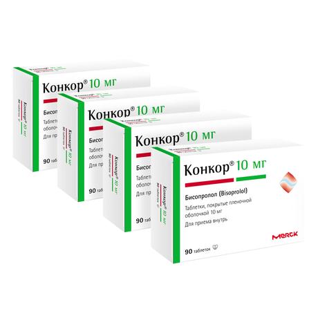 Фото Набор 4уп Конкор таб п/п/об 10мг 90шт