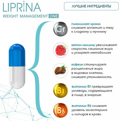 Фото Липрина управление весом One, капсулы 377 мг, 60 шт.