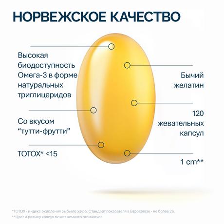 Фото NFO Омега-3 с витамином D, жевательные капсулы 120 шт.
