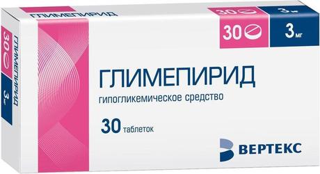 Фото Глимепирид-Вертекс, таблетки 3 мг, 30 шт.