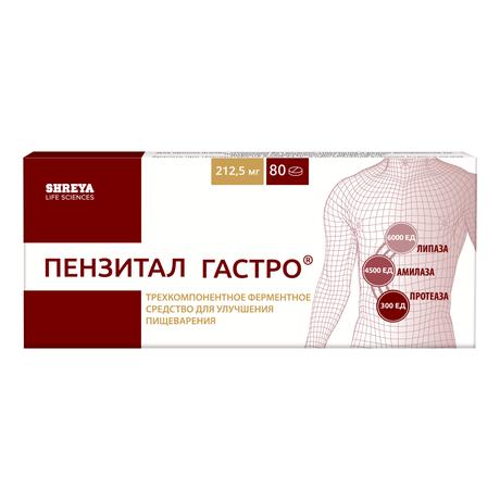 Фото Пензитал Гастро, таблетки покрытые кишечнорастворимой оболочкой, 80 шт.