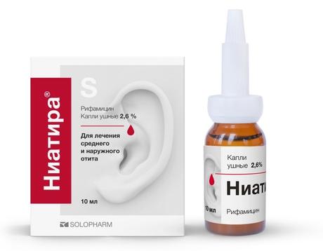 Фото Ниатира, капли ушные 2,6%, флакон 10 мл