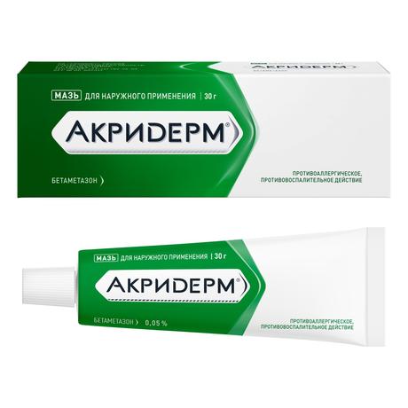 Фото Акридерм, мазь 0.05%, 30 г