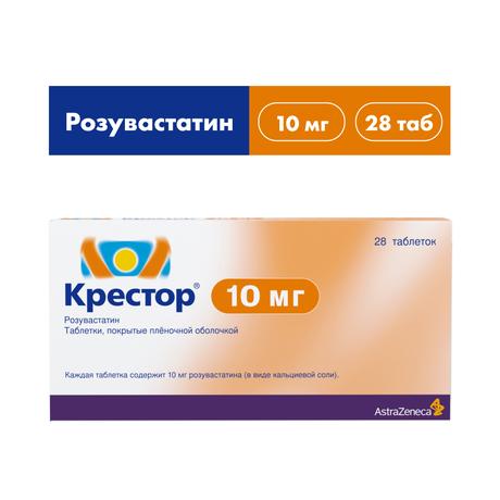 Фото Крестор, таблетки в плёночной оболочке 10 мг, 28 шт.