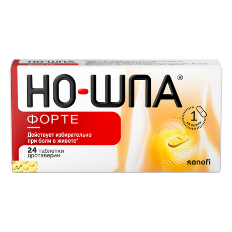 Фото Но-шпа форте, таблетки 80 мг, 24 шт.