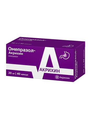 Фото Омепразол-Акрихин, капсулы кишечнорастворимые 20 мг, 40 шт.