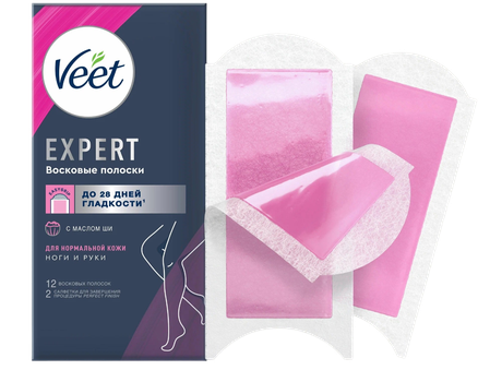 Фото Veet Expert Полоски восковые для депиляции, для нормальной кожи, 12шт.