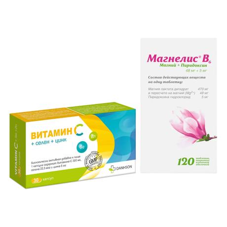 Набор Магнелис B6 табл 120шт и Витамин С+Селен+Цинк х30