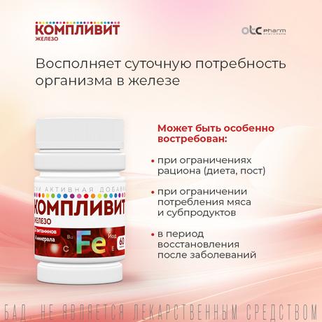 Фото Компливит Железо, таблетки покрытые оболочкой, 60 шт.