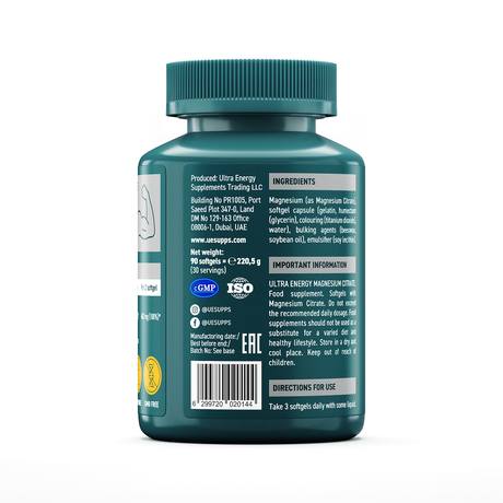Фото UESUPPS Ультра Энерджи Магния Цитрат, капсулы, 90 шт.
