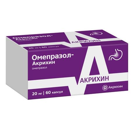 Фото Омепразол-Акрихин, капсулы кишечнорастворимые 20 мг, 60 шт.