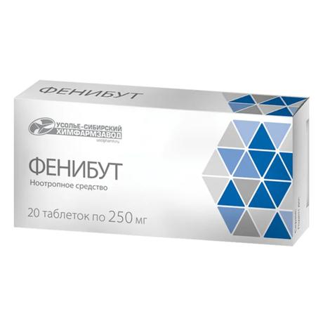 Фото Фенибут, таблетки 250 мг, 20 шт. (Усолье-Сибирский ХФЗ)