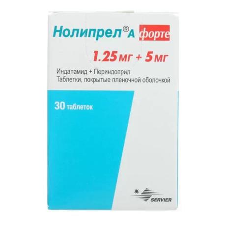 Фото Нолипрел А форте, таблетки покрыт. плен. об. 1,25 мг+5 мг, 30 шт.