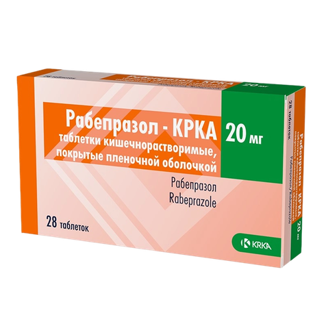 Фото Рабепразол-КРКА, таблетки кишечнорастворимые , покрытые пленочной оболочкой 20 мг, 28 шт.