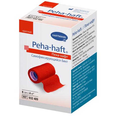 Фото Peha-haft, бинт самофиксирующийся без латекса (4 м х 8 см) красный, 1 шт.