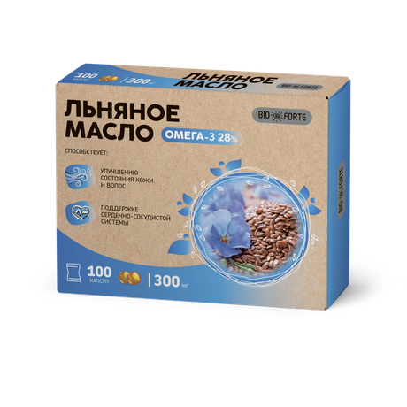 Фото Масло льняное BioForte, капсулы, 100 шт.