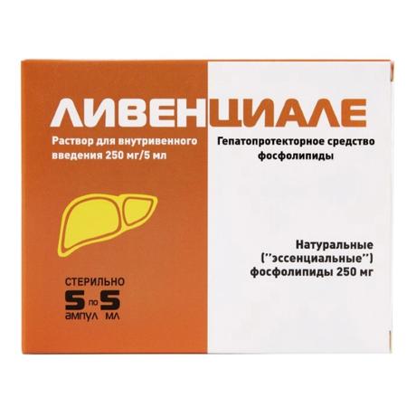 Фото Ливенциале, раствор для внутривенного введения 250 мг/5 мл ампулы 5 мл, 5 шт.