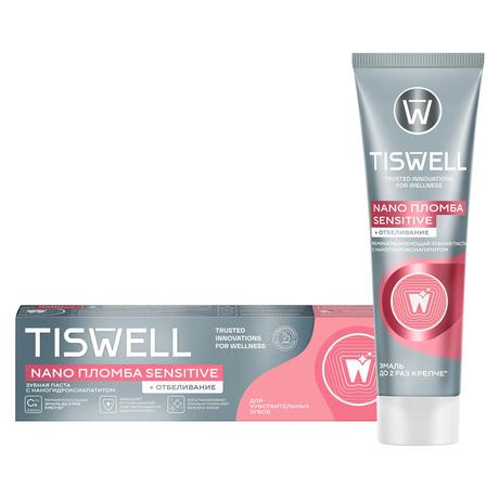 Фото TISWELL зубная паста отбеливающая реминерализирующая для чувствительных зубов с наногидроксиапатитом 110 г, 1 шт.