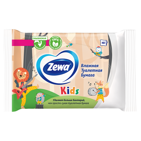 Фото Бумага туалетная влажная Зева Кидс, 40 шт. 