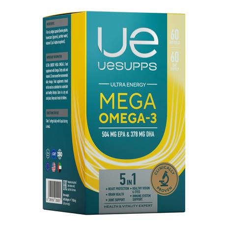 Фото UESUPPS Ультра Энерджи Мега Премиум Омега-3, капсулы,  60 шт.