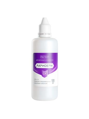 Фото Акридерм СК, раствор для наружного применения 0,05%+2% 100 мл, 1 шт.