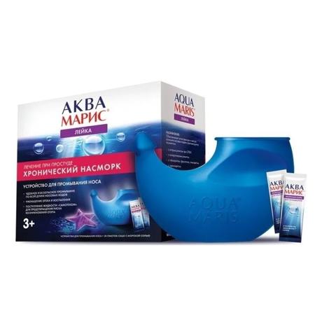 Фото Аква Марис с морской солью, лейка для промывания носа 330 мл + 30 пакетиков