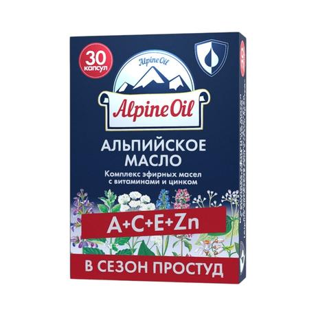 Фото Alpine Oil Альпийское масло+A+C+E+Zn в сезон простуд, капсулы, 30 шт.