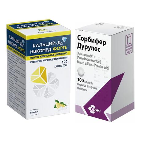 Фото Набор Сорбифер Дурулес х100+КальцийД3-Никомед форте х120
