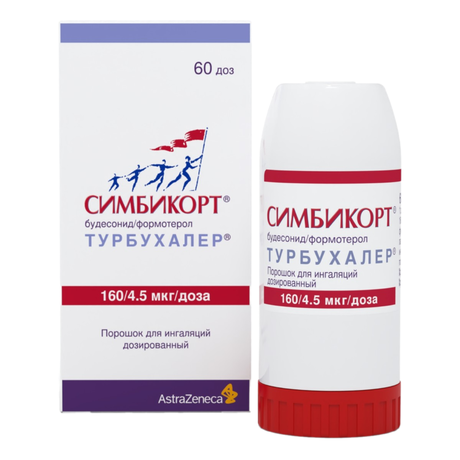 Фото Симбикорт Турбухалер, порошок для ингаляций 160 мкг+4,5 мкг/доза 60 доз, 1 шт.