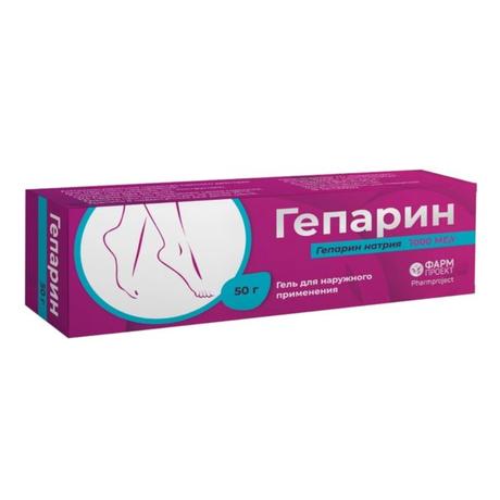 Фото Гепарин гель для наружного применения 1000 МЕ/г 50 г, 1 шт.