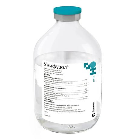 Фото Унифузол, раствор для инфузий 14 г/л, бутылка 500 мл, 1 шт.