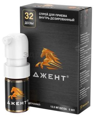 Фото Джент, спрей силденафил 12.5 мг, 5 мл (32 дозы)