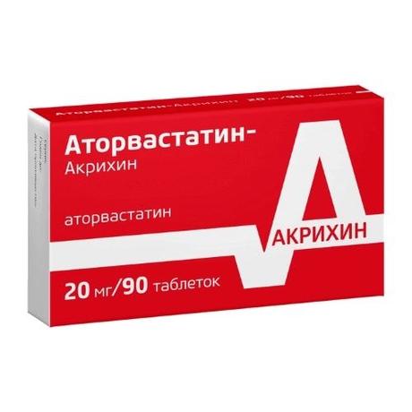 Фото Аторвастатин-Акрихин таблетки, покрытые пленочной оболочкой 20 мг, 90 шт.