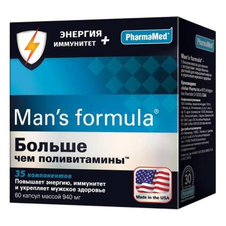 Фото Менс-Формула Больше Чем Поливитамины Энергия+Иммунитет, капсулы 940 мг, 60 шт.