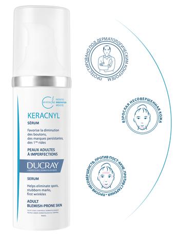 Фото Ducray Keracnyl, сыворотка разглаживающая для проблемной кожи, 30 мл, 1 шт.