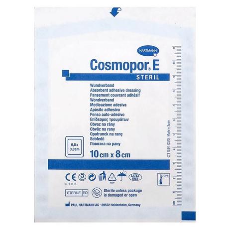 Фото Cosmopor E Steril повязка самоклеящаяся с впитывающей подушечкой 10 см X 8 см повязки пластырного типа №1
