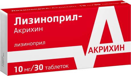 Фото Лизиноприл-Акрихин, таблетки 10 мг, 30 шт.