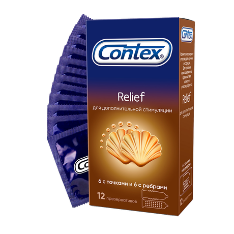 Фото Презервативы Contex Relief с ребрами и точками, 12 шт.