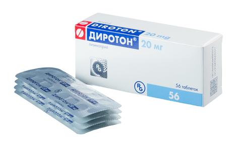 Фото Диротон, таблетки 20 мг, 56 шт.