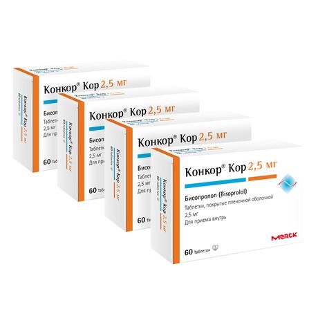 Фото Набор 4уп Конкор Кор таблетки 2.5мг 60шт