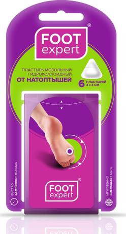Фото Foot Expert, пластырь гидроколлоидный от сухих мозолей, 4 х 4,2 см, 6 шт.